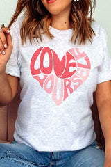 Plus Size - Love Yourself Heart Graphic T-Shirt - Minihomy