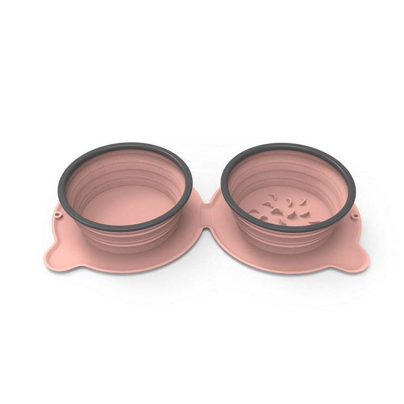 Portable Silicone Double Dog Food Bowls: Compact, Durable, and Travel-Friendly - Minihomy