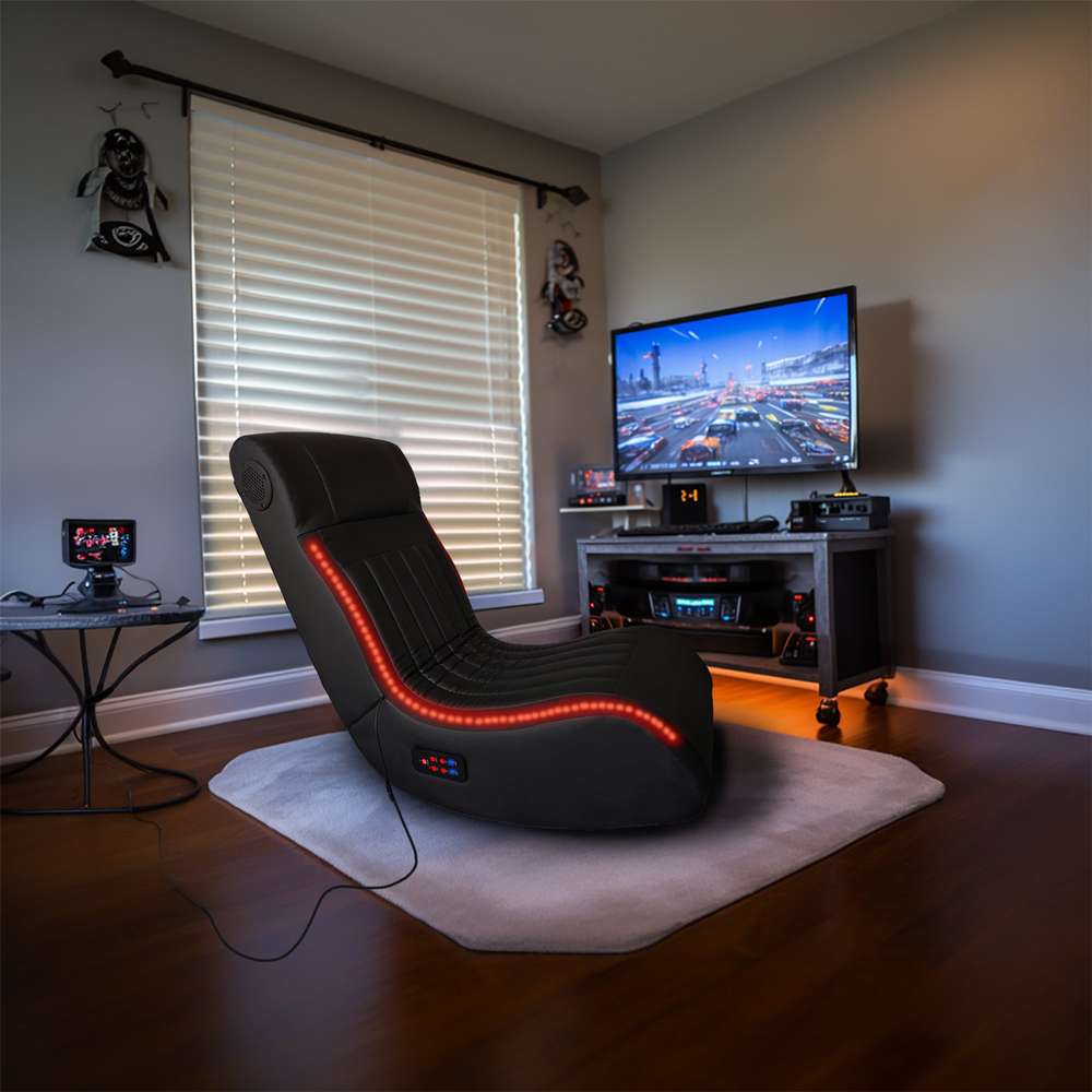 Foldable Gaming Chair: Bluetooth Speakers, LED Lights, Vibration, USB