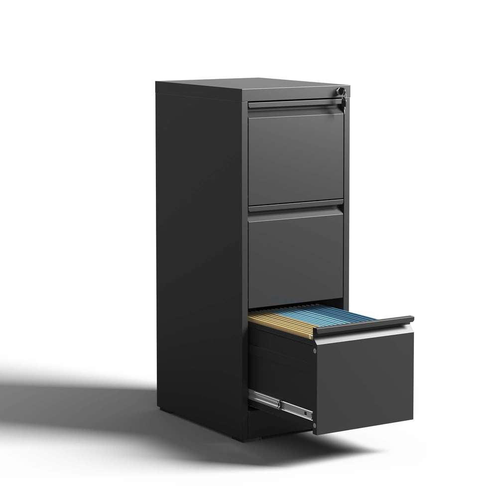 Steel Vertical File Cabinet - 3 Drawer, Locking, A4/Legal/Letter