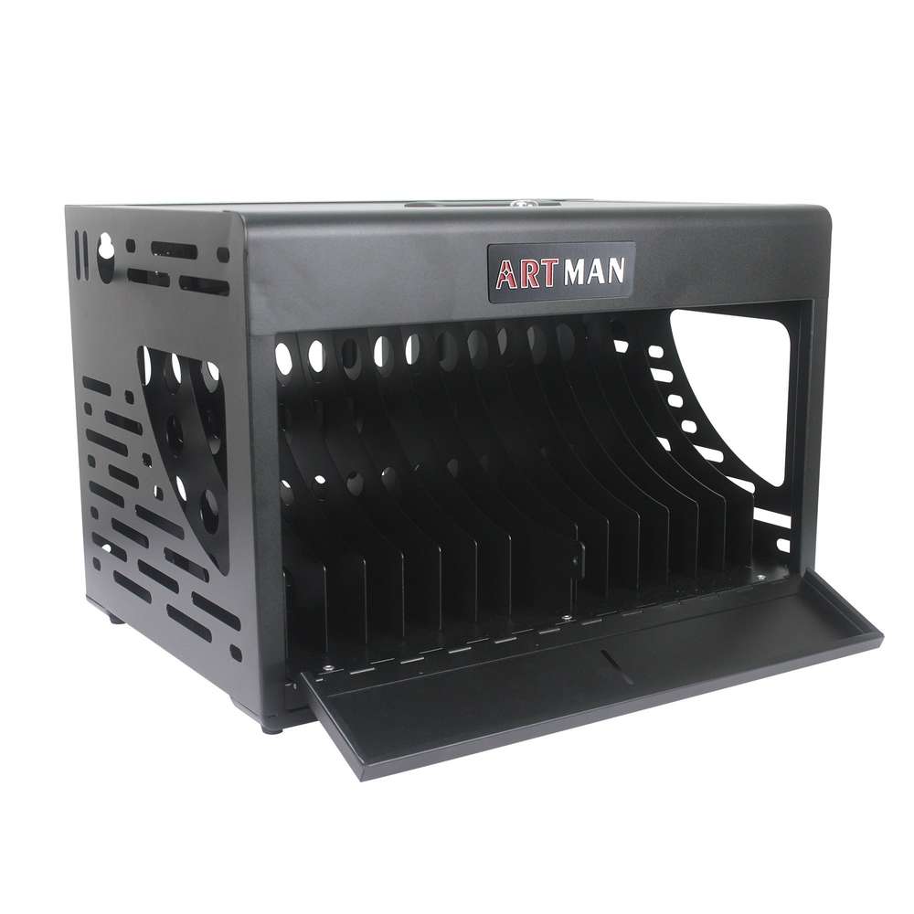 16-Bay Laptop & Chromebook Charging Cabinet with Lock - Black