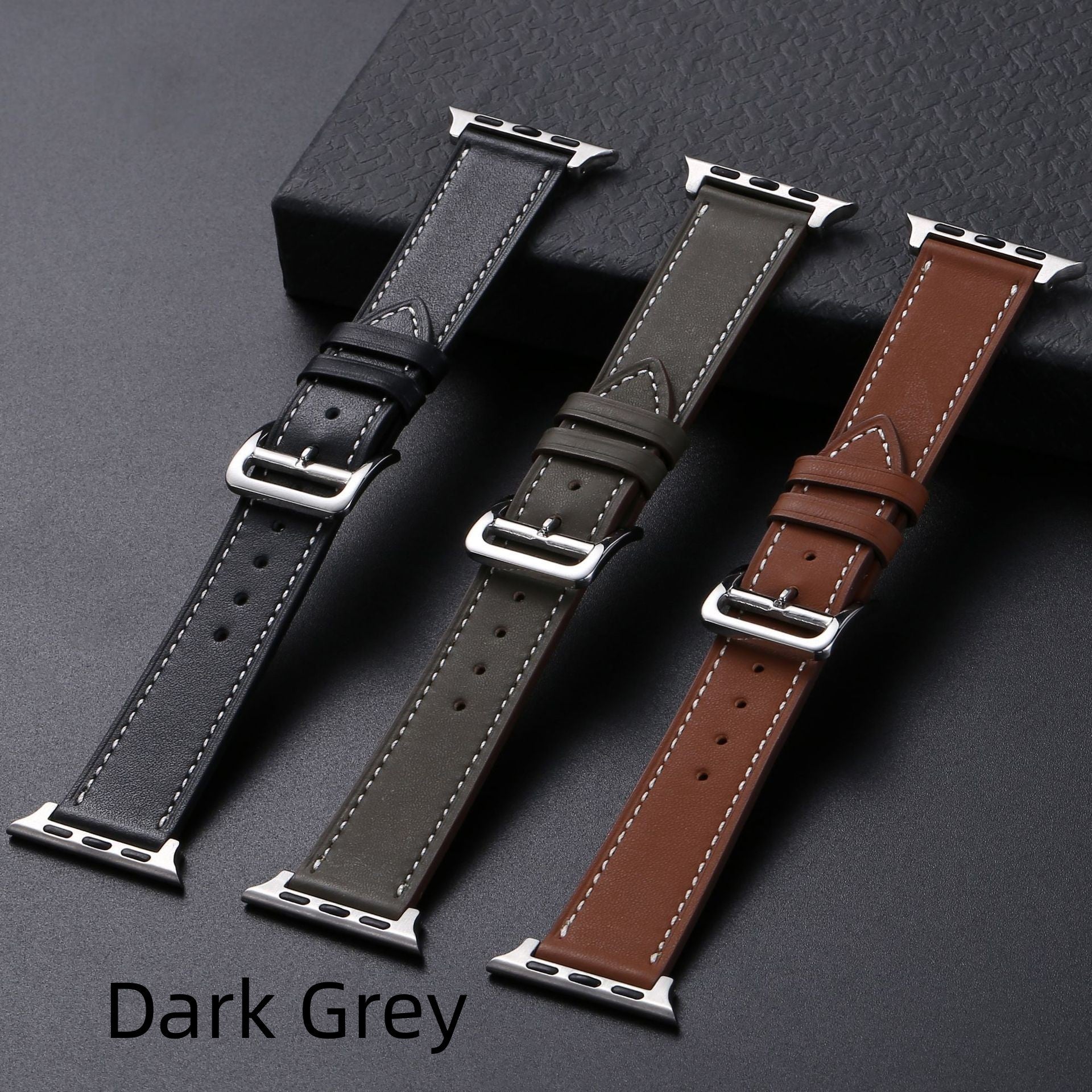 Cowhide Leather Watch Band - Casual Needle Pattern
