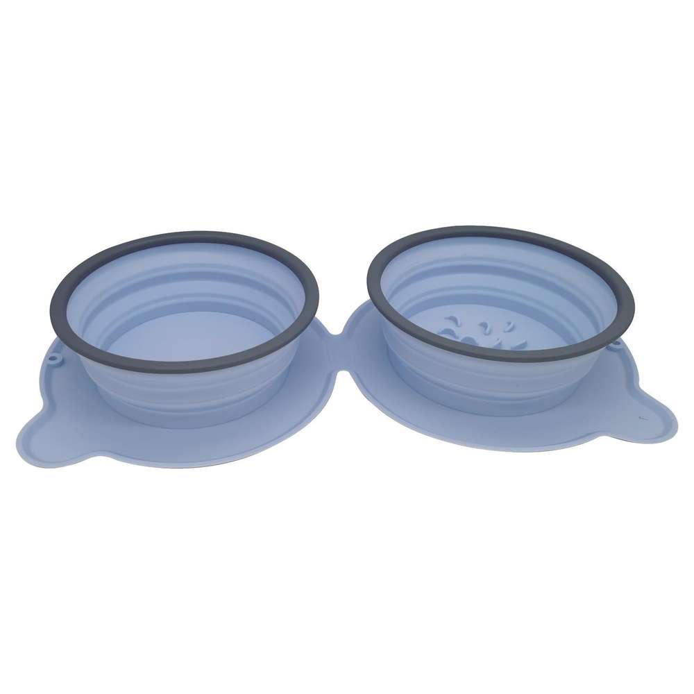 Portable Silicone Double Dog Food Bowls: Compact, Durable, and Travel-Friendly - Minihomy