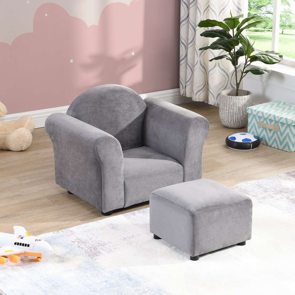 Kids Upholstered Couch & Ottoman Set: Comfortable Children's Furniture