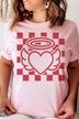 Plus Size - Checkered Angel Heart Graphic T-Shirt - Minihomy