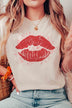 Plus Size - Valentine Kiss Graphic T-Shirt - Minihomy