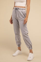 Acid Wash Fleece Sweatpants with Pockets - Comfy & Stylish - Minihomy