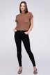 Mock Neck Short Sleeve Cropped Sweater for Women - Stylish Knit Top - Minihomy