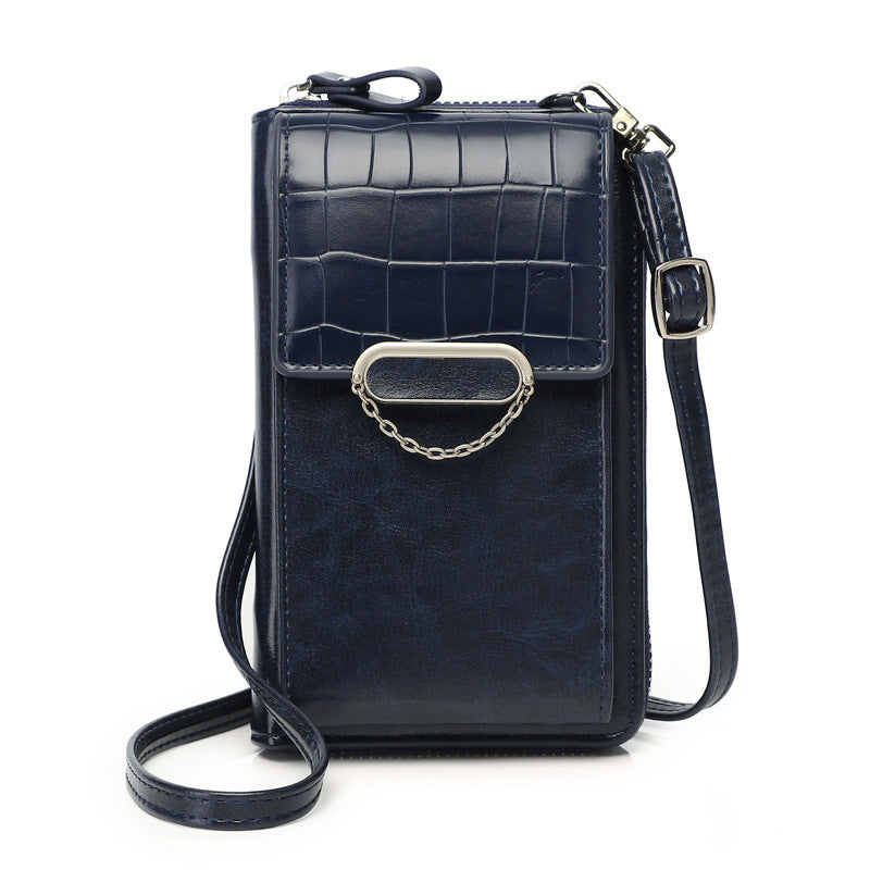 Women's Stone Pattern Crossbody Phone Bag with Chain Strap