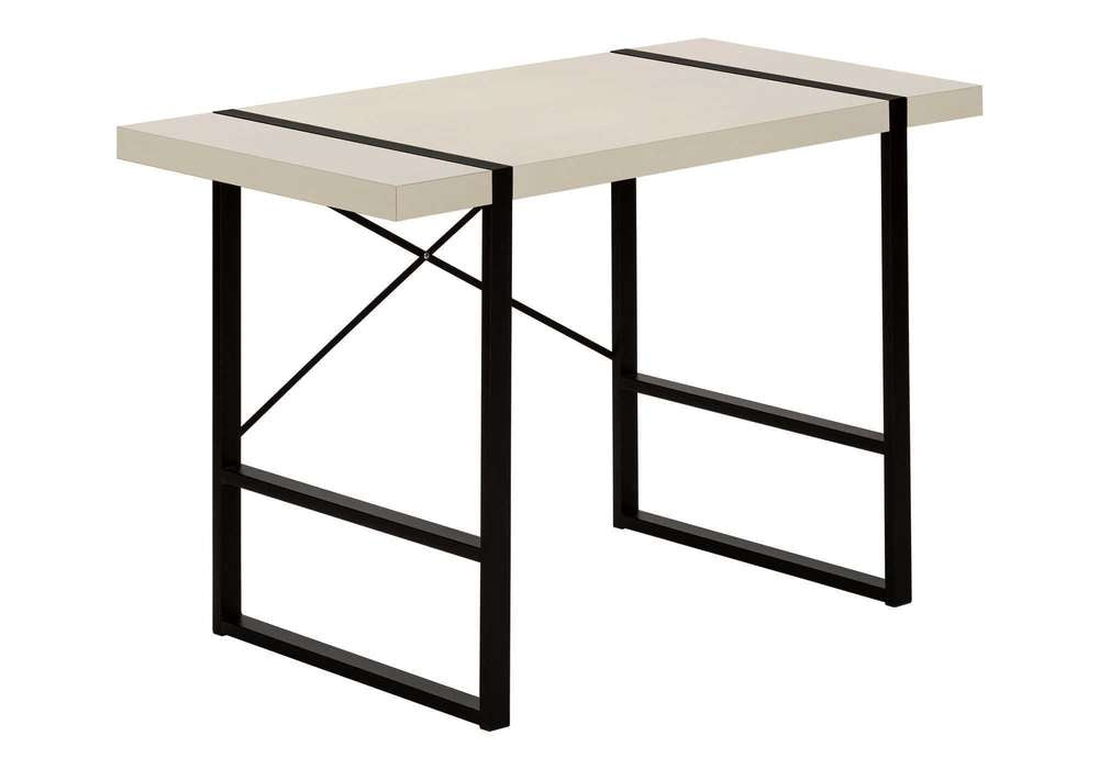 48" Beige Computer Desk | Modern Home Office Laptop Desk with Black Metal Frame