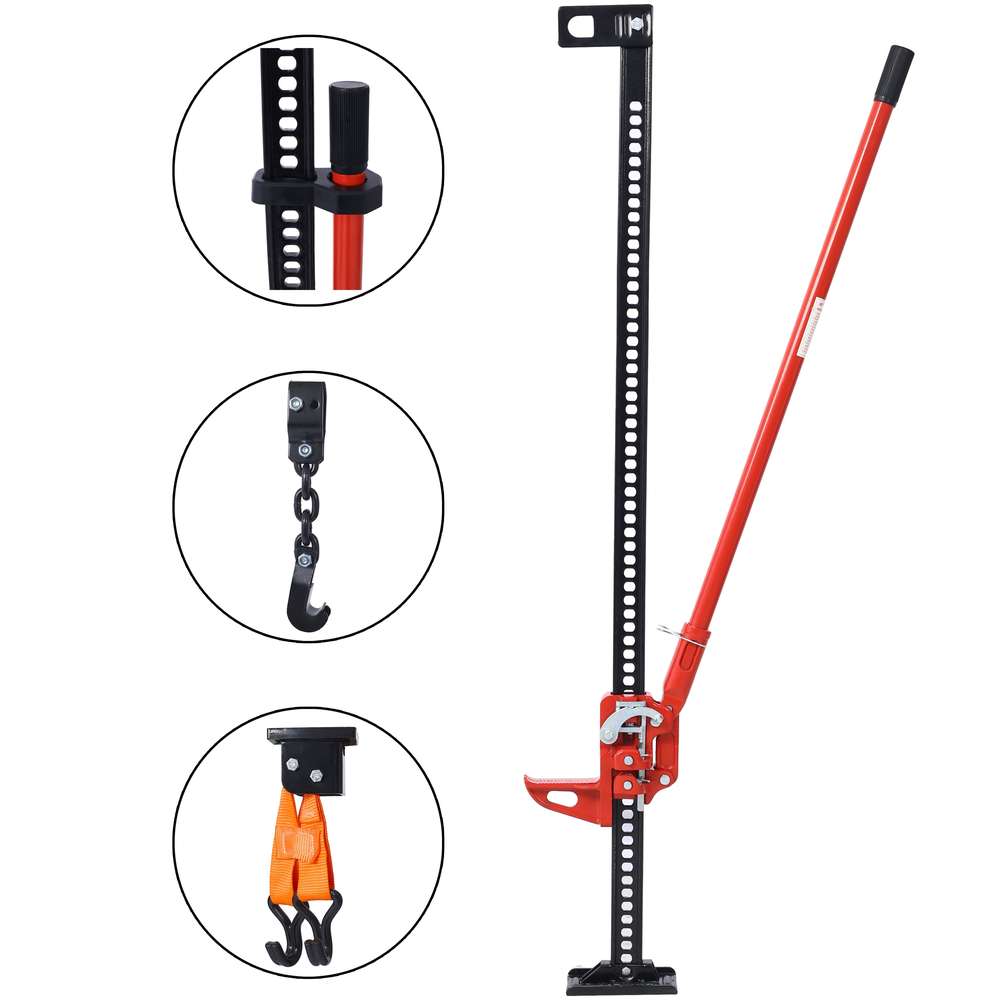 Heavy-Duty 7000lb Farm Jack - 60" Lift, Ratcheting, Red