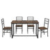 Industrial 5-Piece Dining Set with Backrest - Solid Steel Table and Chairs - Minihomy