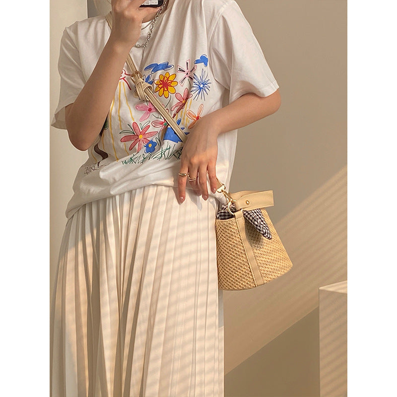 Women's Summer Straw Bucket Bag: All-Match Fashion Handbag