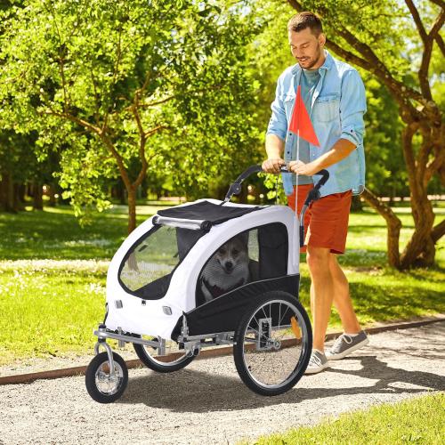 Aosom 2-in-1 Dog Bike Trailer & Stroller - Pet Carrier with Canopy