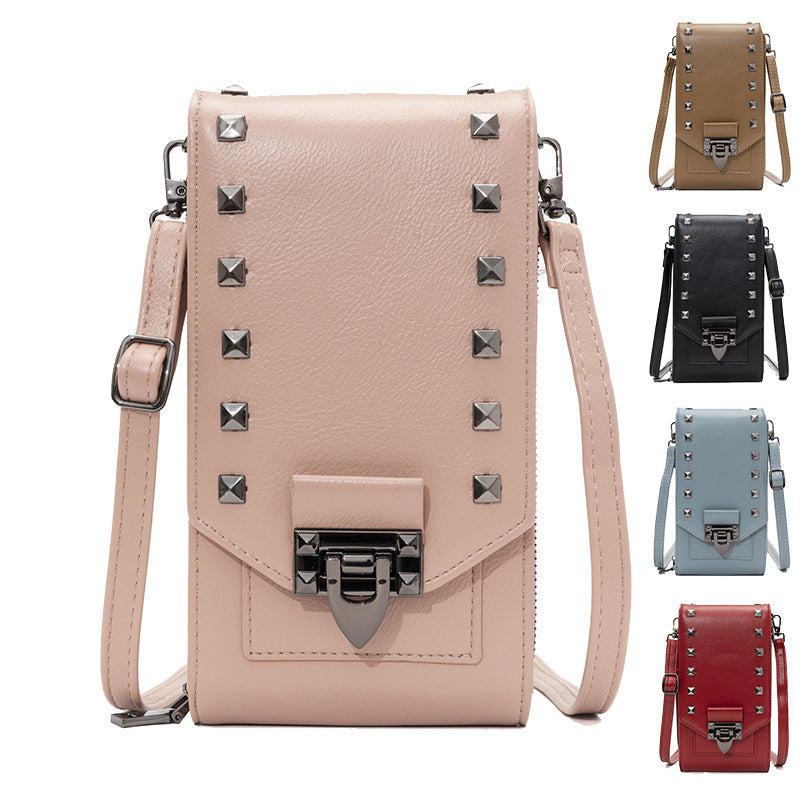 Women's Solid Crossbody Bag - Rivet Design Shoulder Phone Handbag