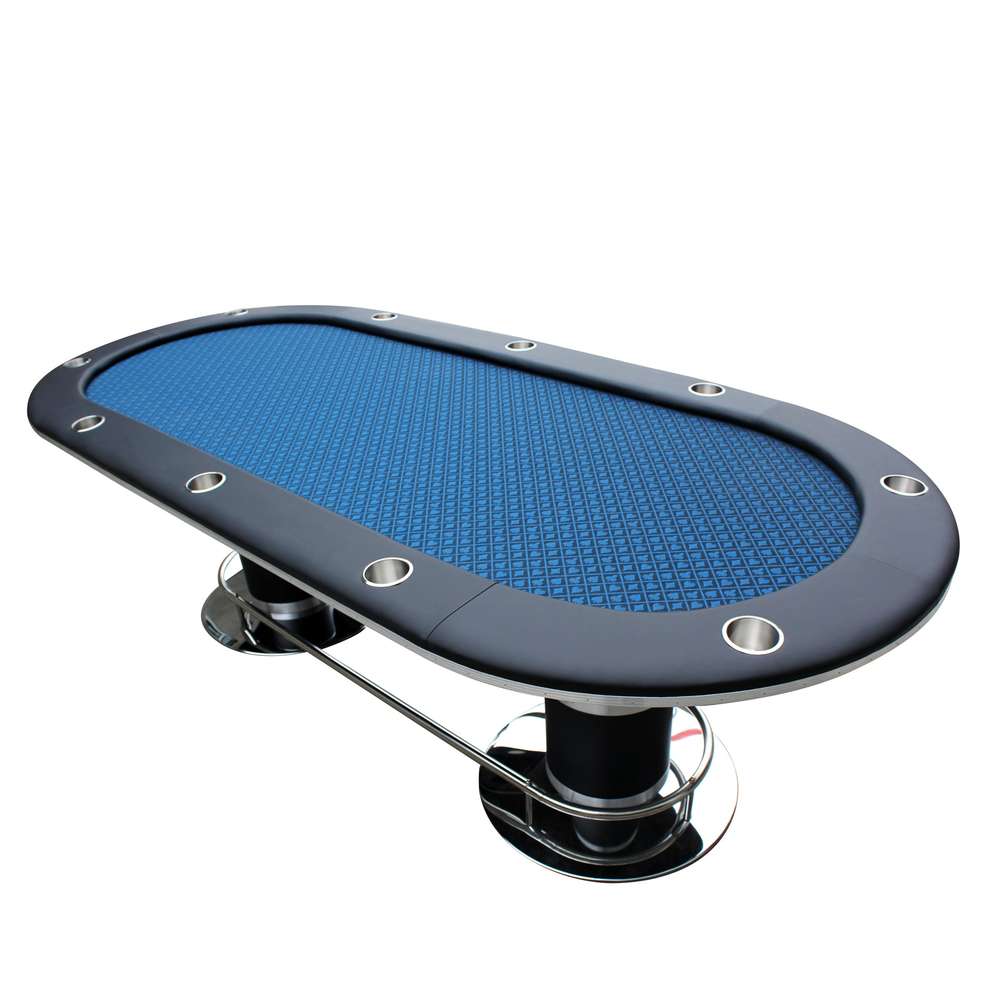 Elite 96" Oval Poker Table - 10 Players, Speed Cloth, Blue