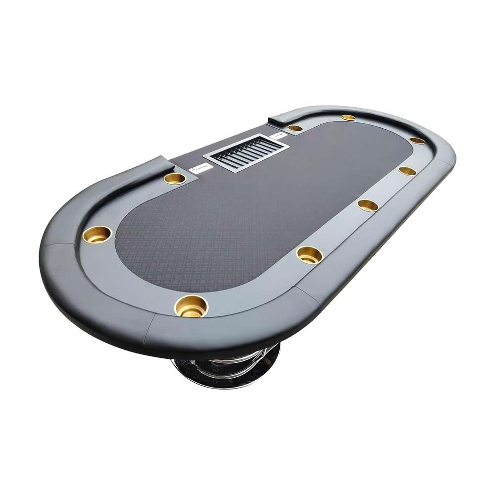 INO Design 96" Oval Poker Table: Dark Knight Elite - Waterproof Felt, Chip Tray, Drop Box