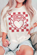 Plus Size - Checkered Angel Heart Graphic T-Shirt - Minihomy