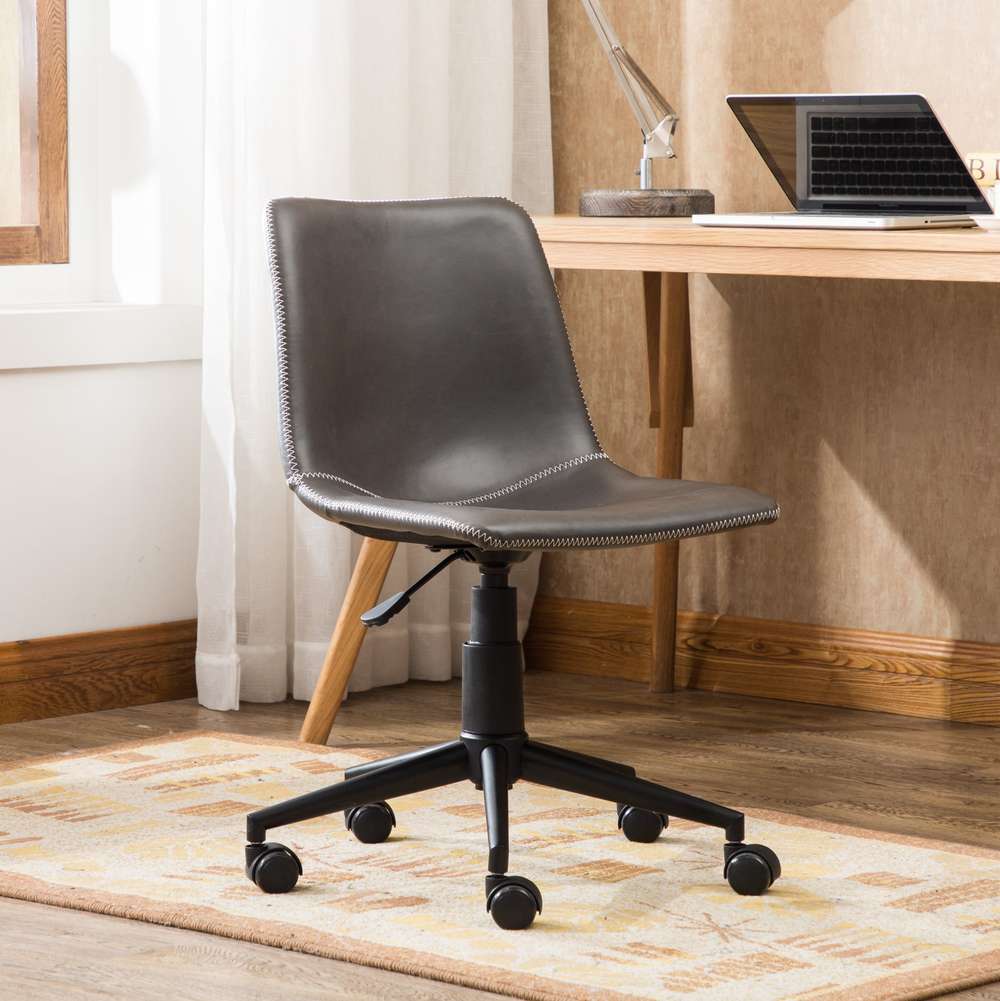 Cesena Antique Gray Faux Leather Swivel Office Chair with Air Lift