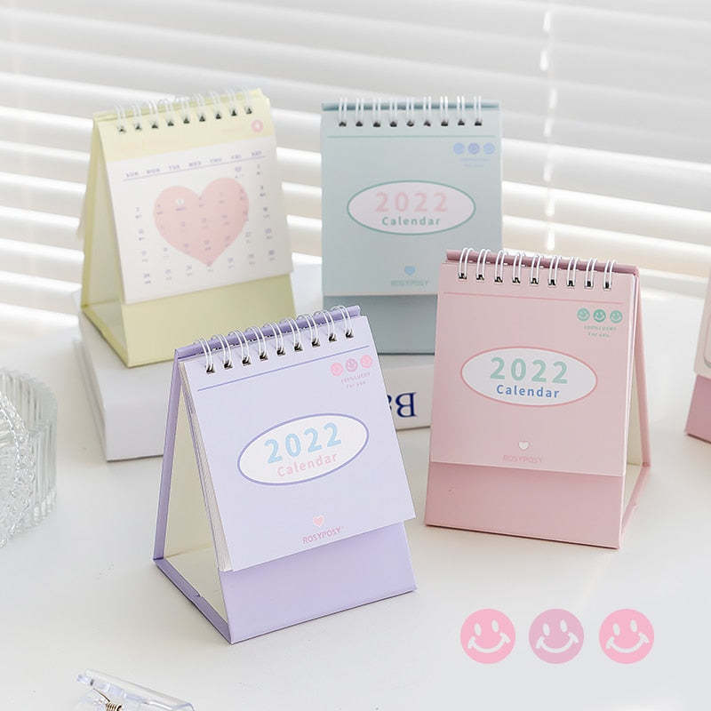 Desk Calendar - Coil-Bound, Year-Round Planner, Cream