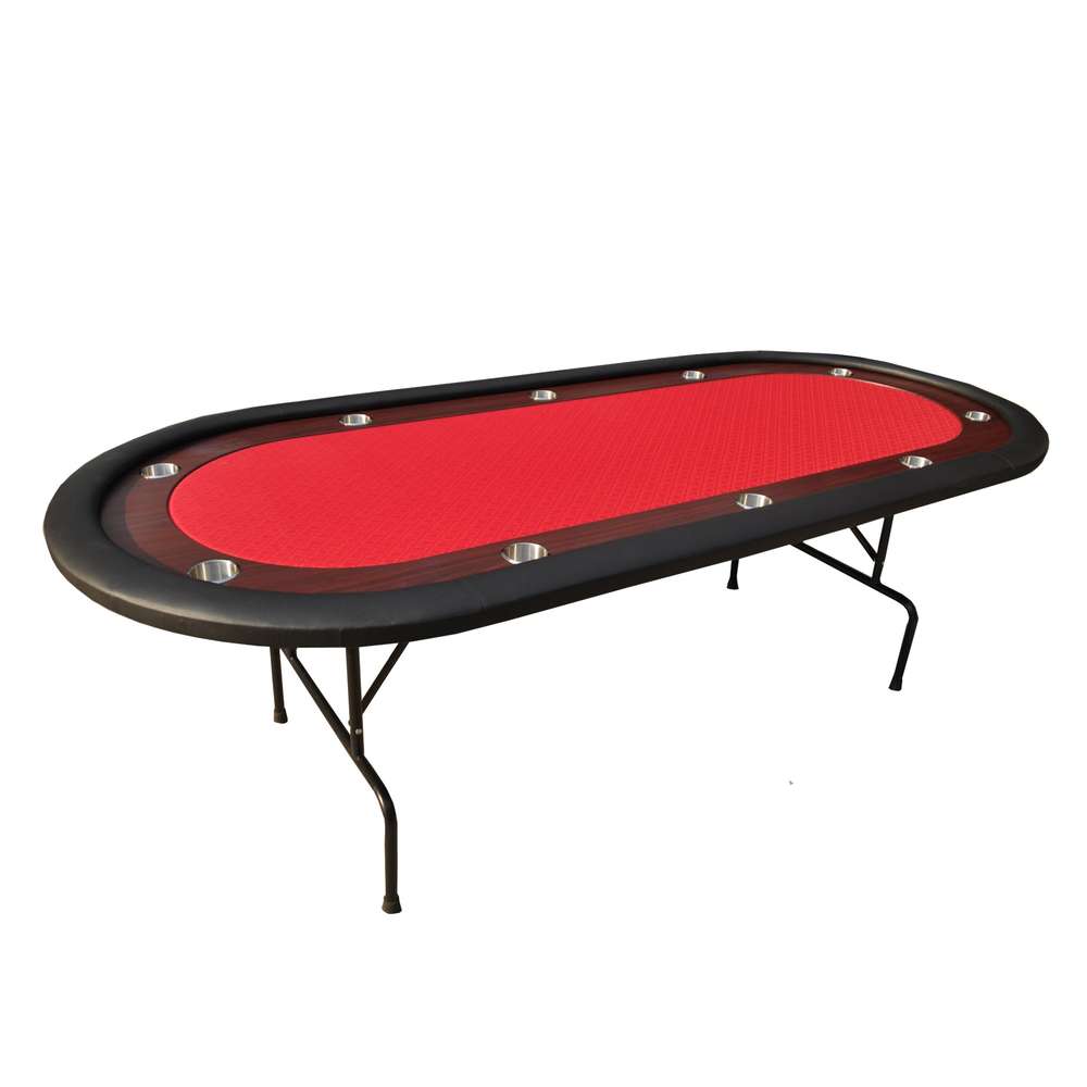 Foldable Poker Table - 96" Light Series, Wooden Racetrack, Stainless Steel Legs