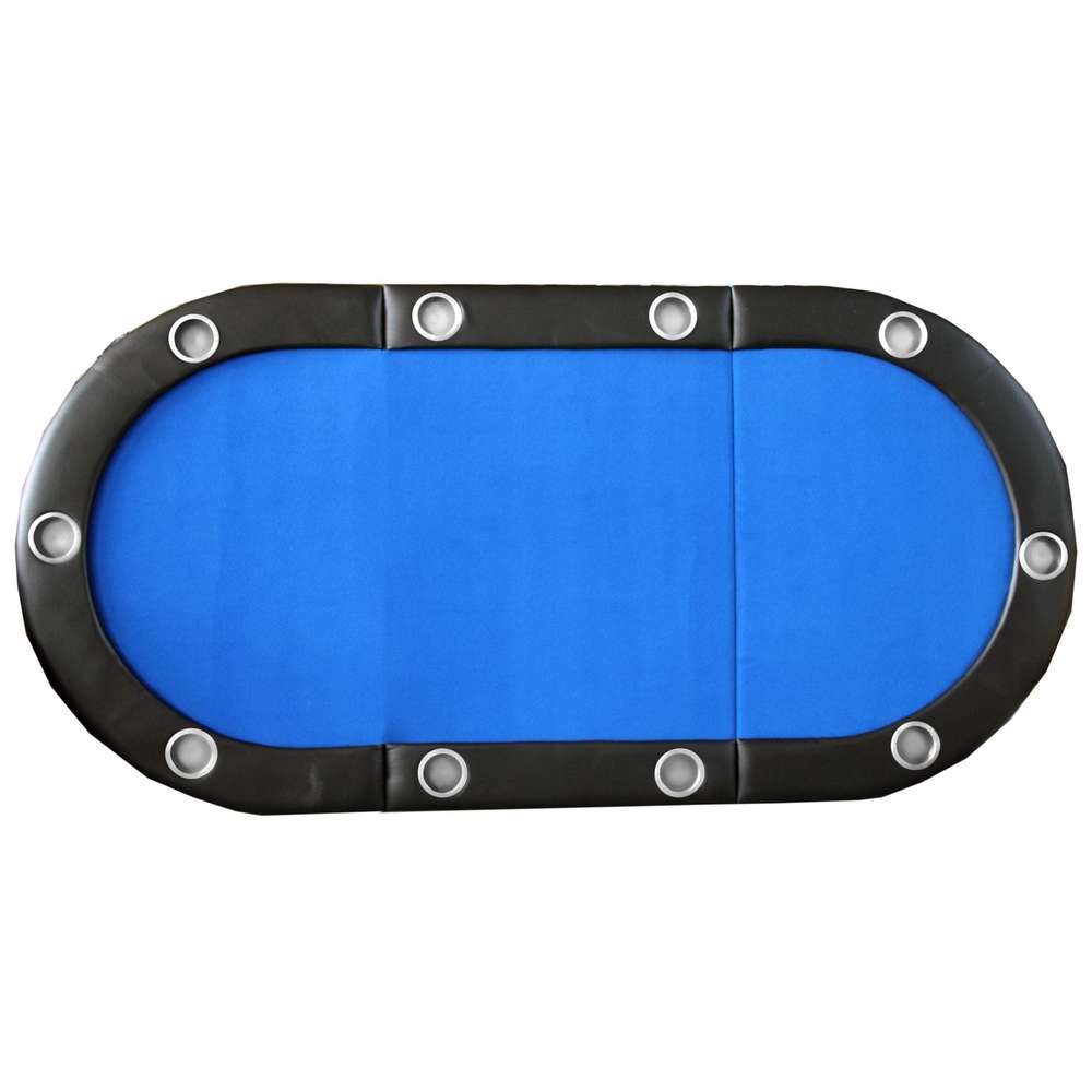 Folding Poker Table Top (10 Players) - Texas Holdem, Blackjack, Blue