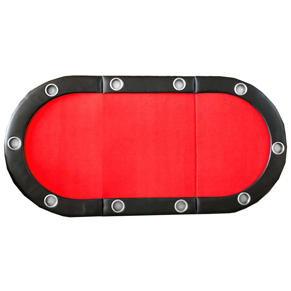 Red 10-Player Folding Poker Table Top - Texas Holdem, Blackjack