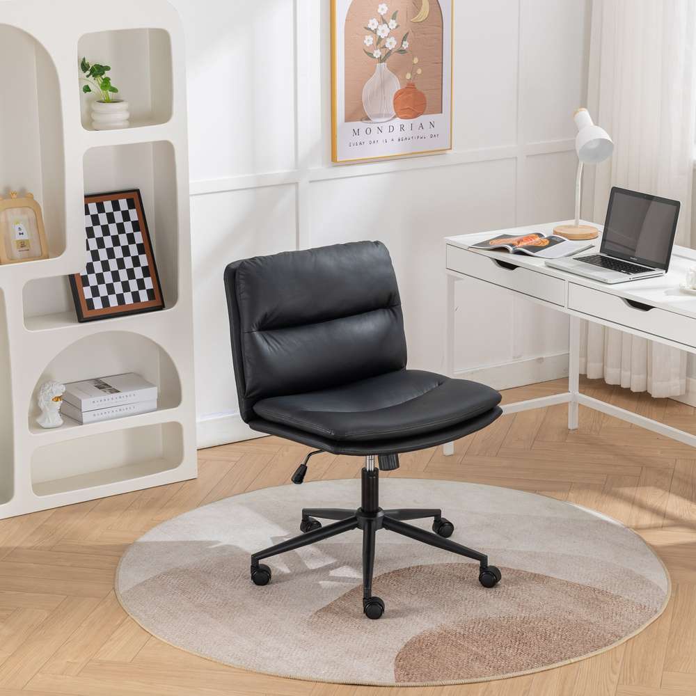 Adjustable Swivel Criss-Cross Office Chair - Wide Seat, Black