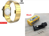 Metal Butterfly Buckle Watch Strap with Bead Detail