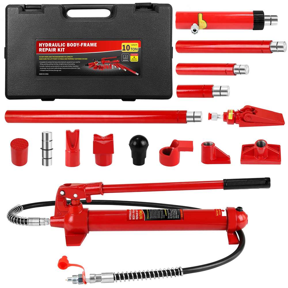 10-Ton Hydraulic Ram Cylinder Jack - Mini Porta Power for Construction, Shipbuilding