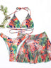 Big Flower Leaf Three Piece Swimsuit Bikini - Minihomy