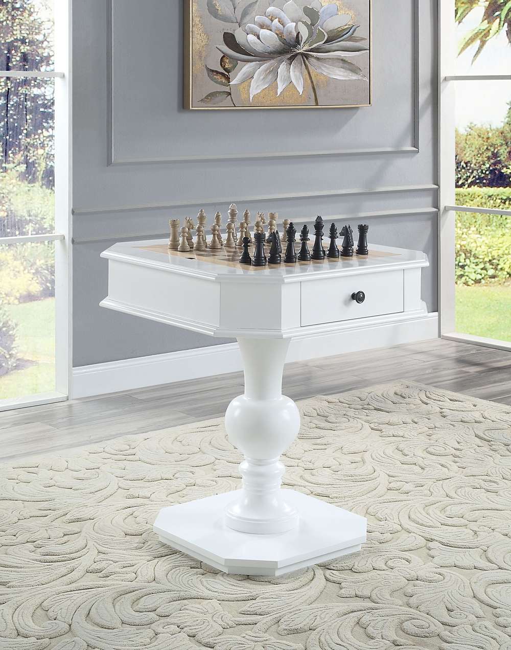 Galini White Game Table: Multi-Game Tabletop for Family Fun