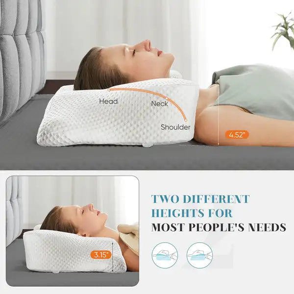 2-Pack White Neck Support Pillows for Sleeping & Bedroom Bedding - Minihomy