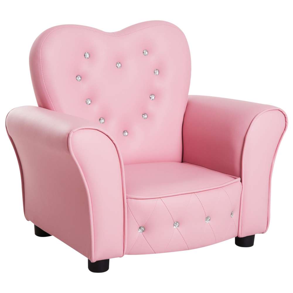 Pink Kids Sofa, Toddler Tufted Upholstered Chair - Princess Couch for Preschoolers