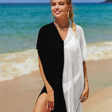Beach Hollow Out Tops Cover-Up Knit Bikini Over-Blouse - Minihomy