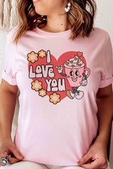 Plus Size - I LOVE YOU Graphic T-Shirt - Minihomy