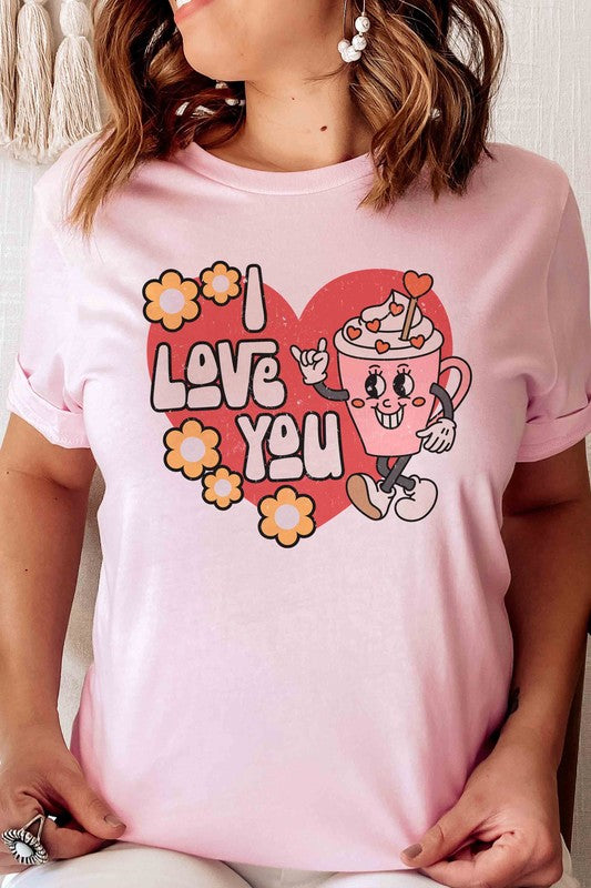 Plus Size - I LOVE YOU Graphic T-Shirt - Minihomy