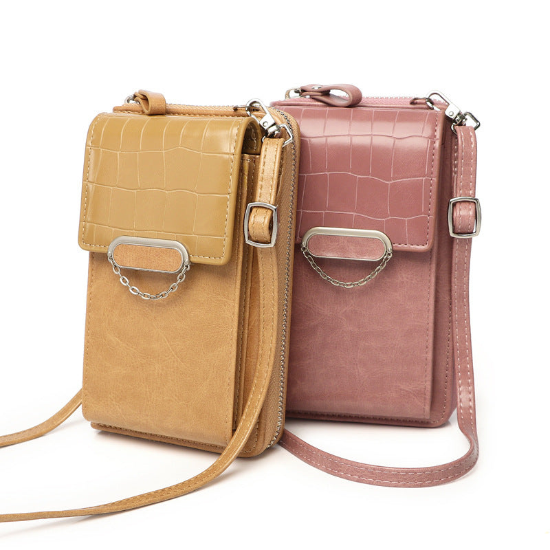 Women's Stone Pattern Crossbody Phone Bag with Chain Strap