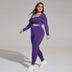 Plus Size Ladies Bandage Hollow Sports Gym Set - Minihomy