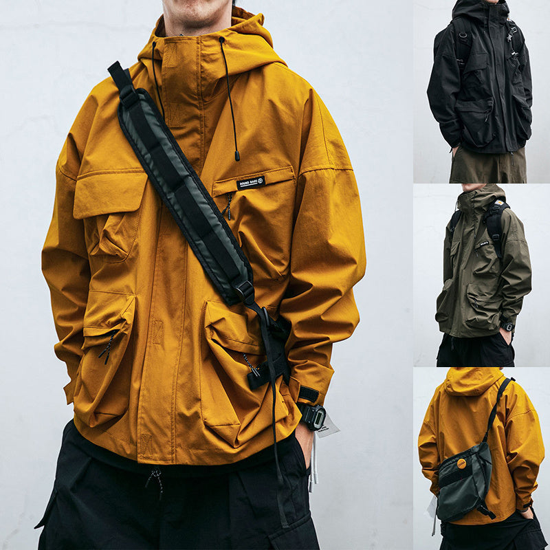 Men's Hooded Windproof Jacket: Loose Fit, 3D Pockets