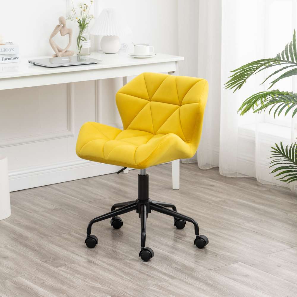 Yellow Eldon Diamond Tufted Swivel Office Chair - Adjustable