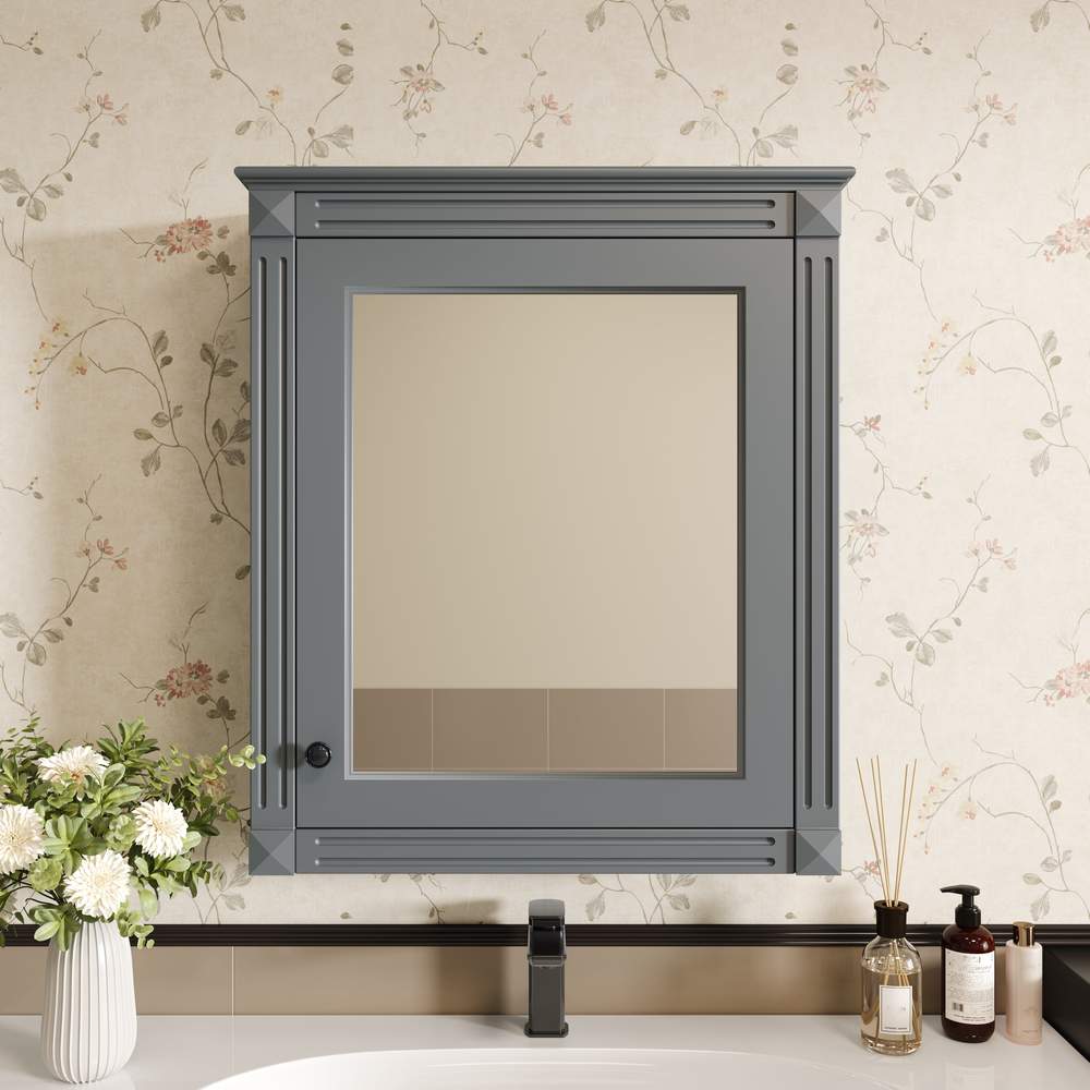 Over-Toilet Bathroom Storage Cabinet with Mirror - 24x27" Space Saver