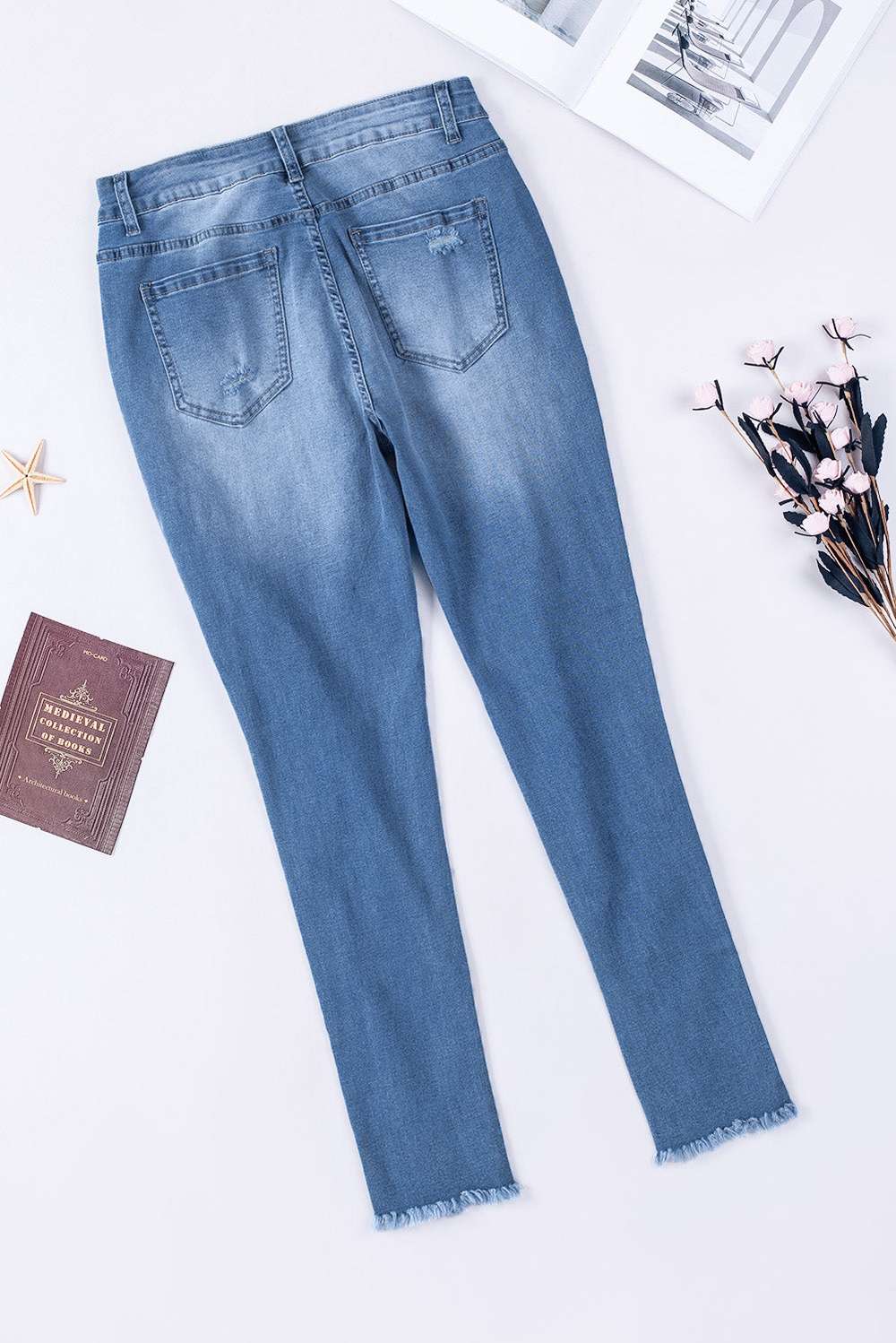 High-Rise Waist Distressed Skinny Jeans - Minihomy