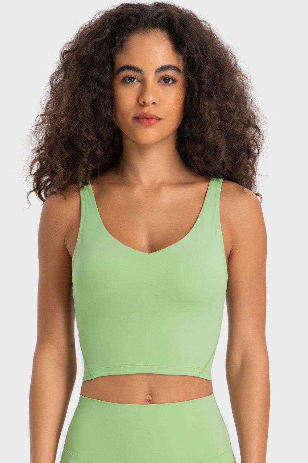 Deep V-Neck Crop Sports Bra - Minihomy