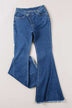 Asymmetrical Raw Hem Bell Bottom Jeans - Minihomy