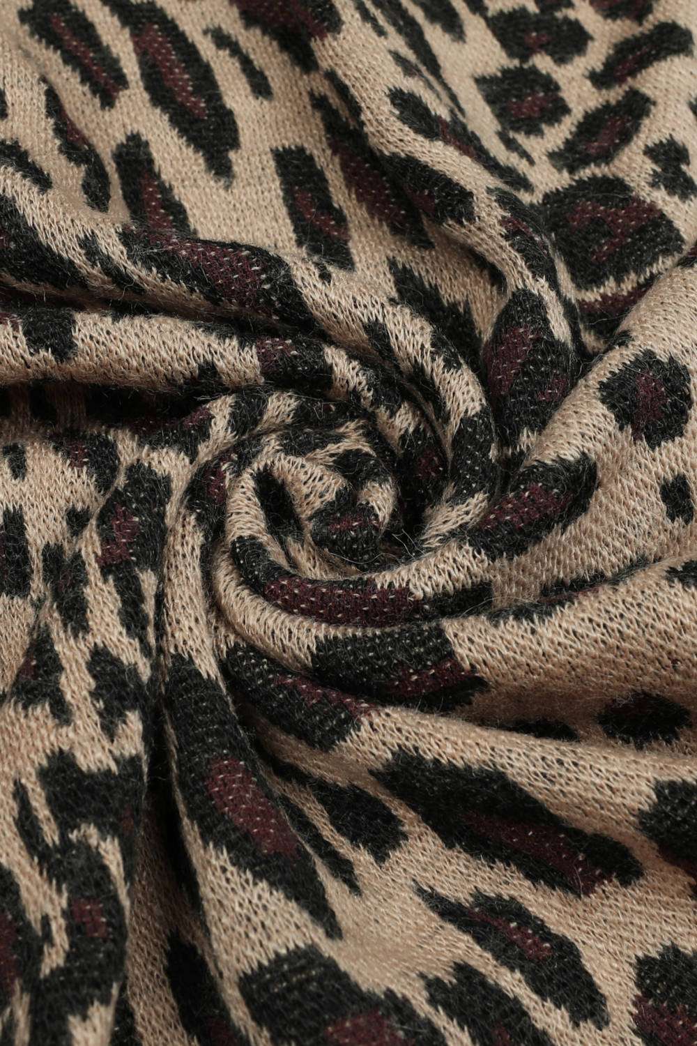 Animal Print Faux Fur Trim Poncho Jacket - Minihomy