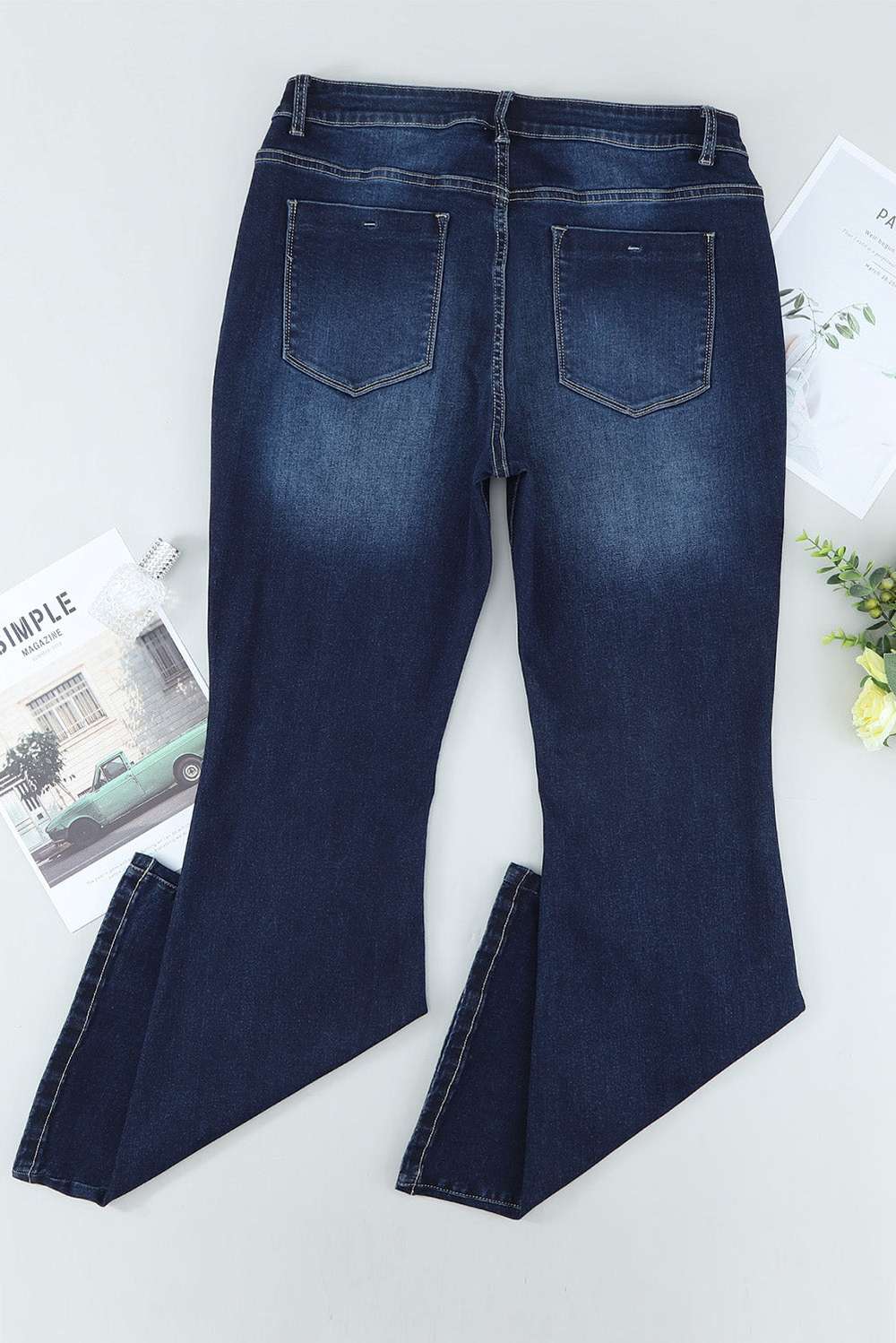 Plus Size Mid-Rise Waist Flare Jeans - Minihomy