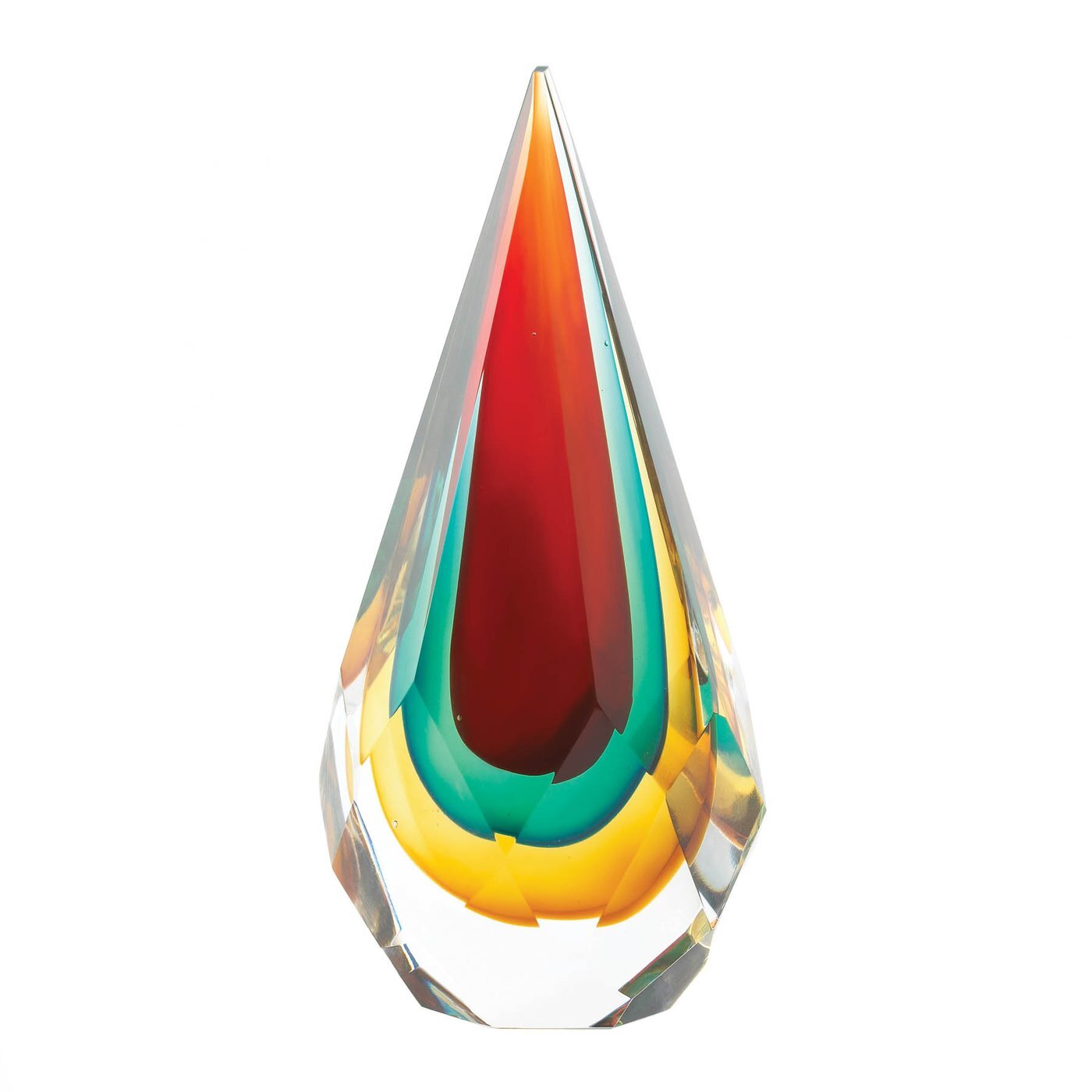Faceted Teardrop Art Glass Sculpture - Minihomy