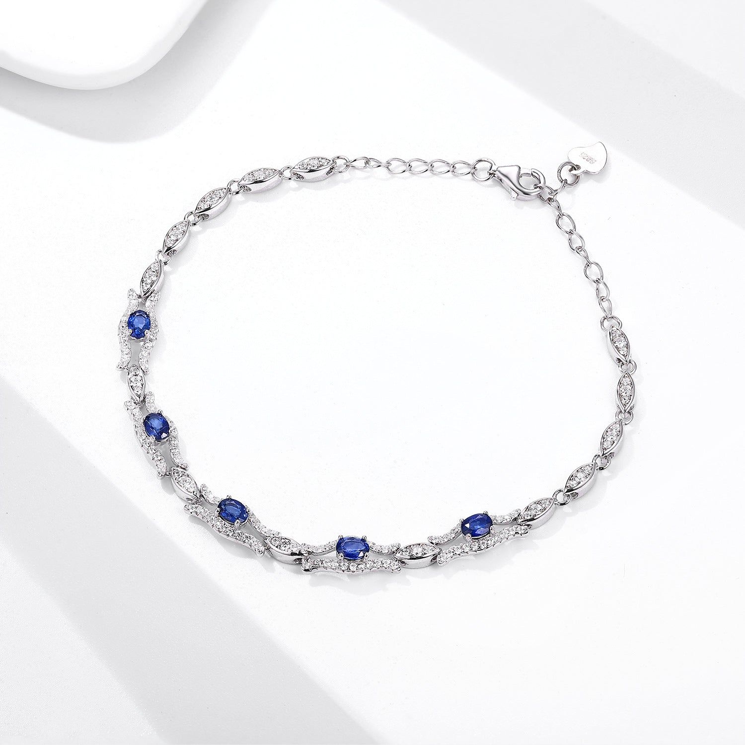 Natural Sapphire Bracelet Women's S925 Silver Set Gem Jewelry - Minihomy