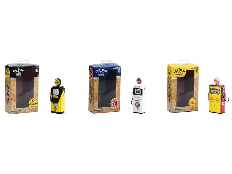 "Vintage Gas Pump" Set of 3 Pumps Series 12 1/18 Diecast Models by Greenlight - Minihomy